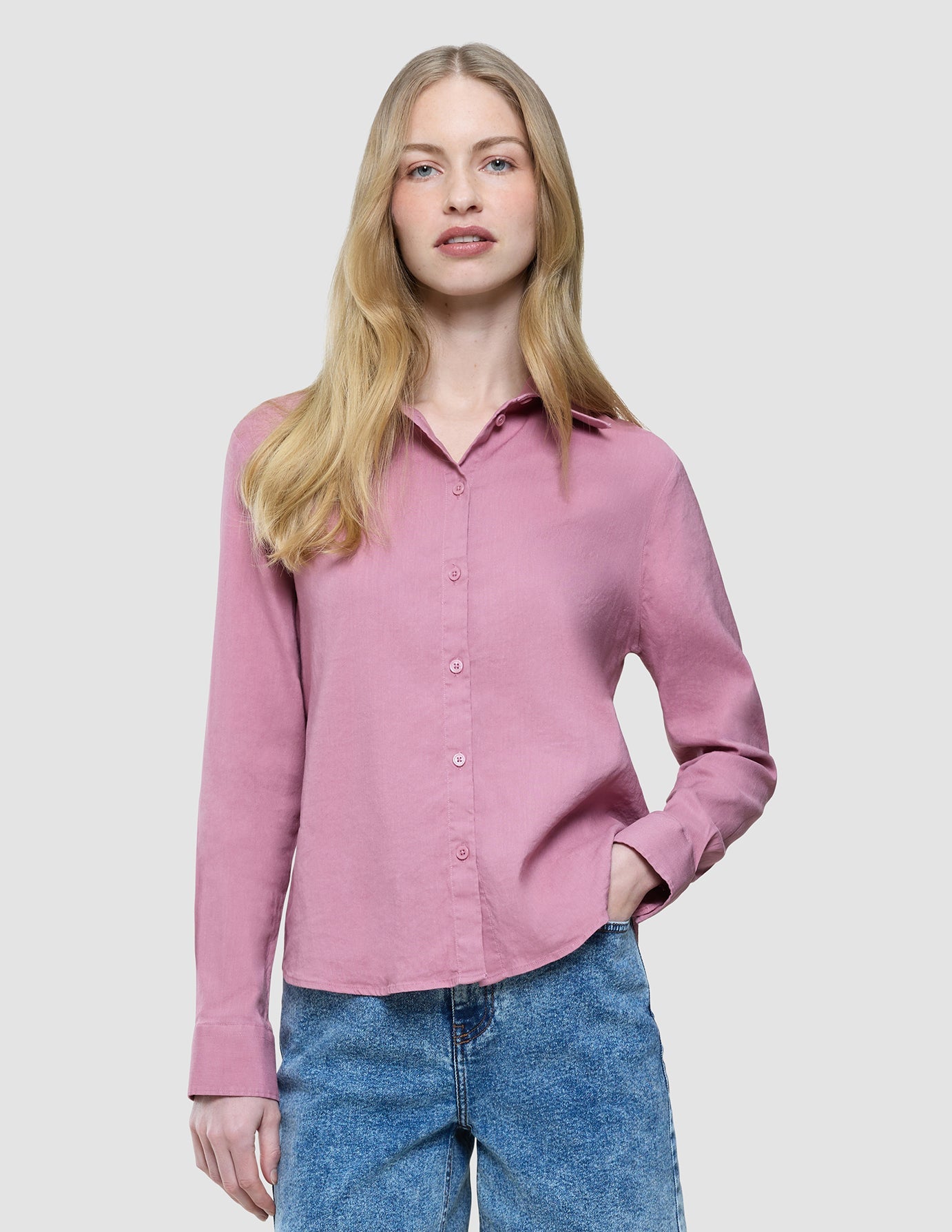 Women's Linen Shirt Dusty Cerise